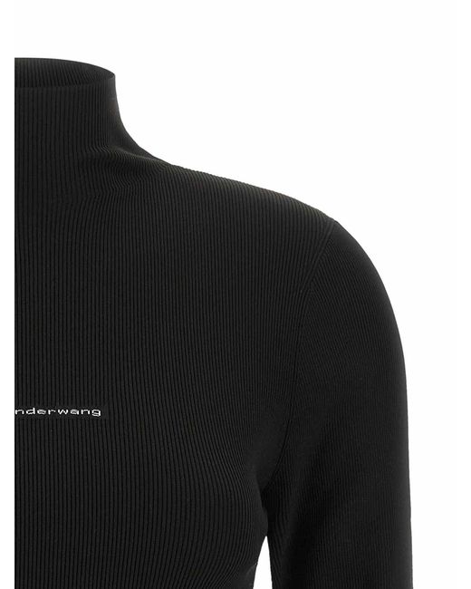 Alexander Wang Black Ribbed Sweater With Logo