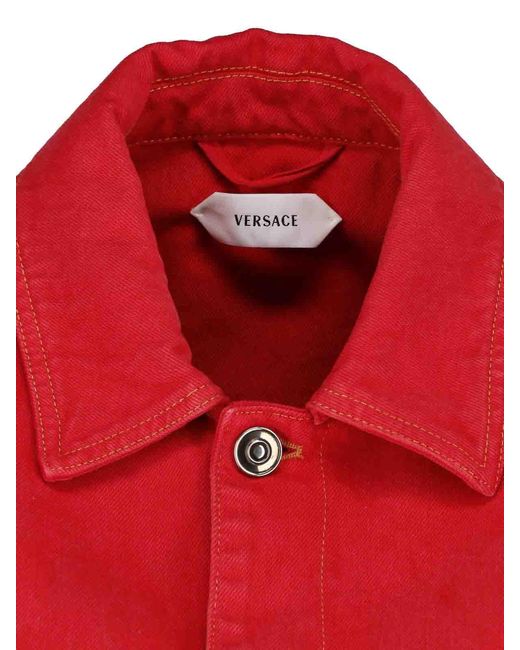Versace Red Oversized Denim Blouson