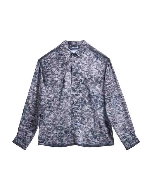 Just Cavalli Blue Animal Shirt for men