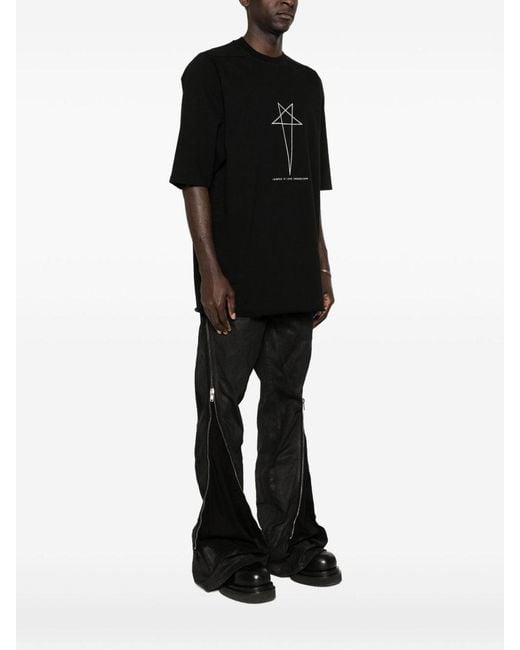 Rick Owens Black Crew-Neck T-Shirt With Star Print for men