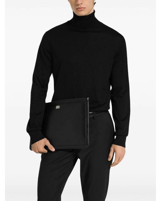 Dolce & Gabbana Black Smooth Leather Rectangle Belt Bag for men