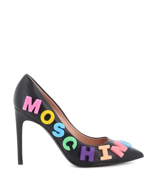 Moschino Pink Multicolour Logo Pumps