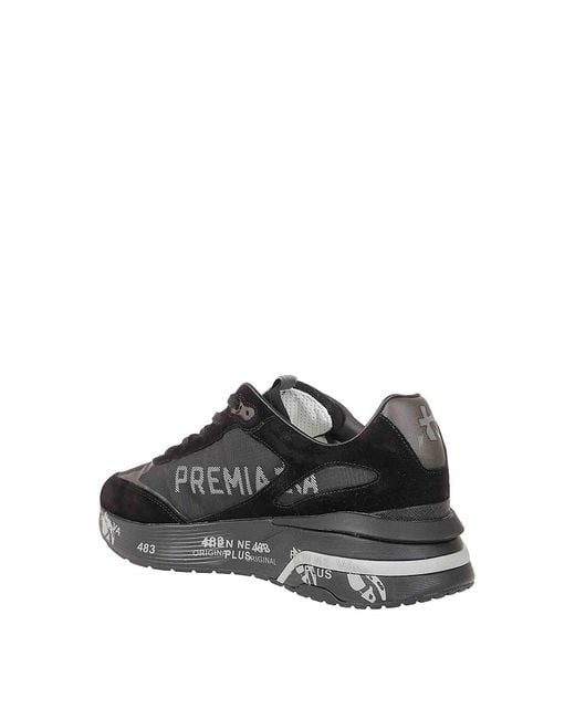 Premiata Black Leather Sneakers for men