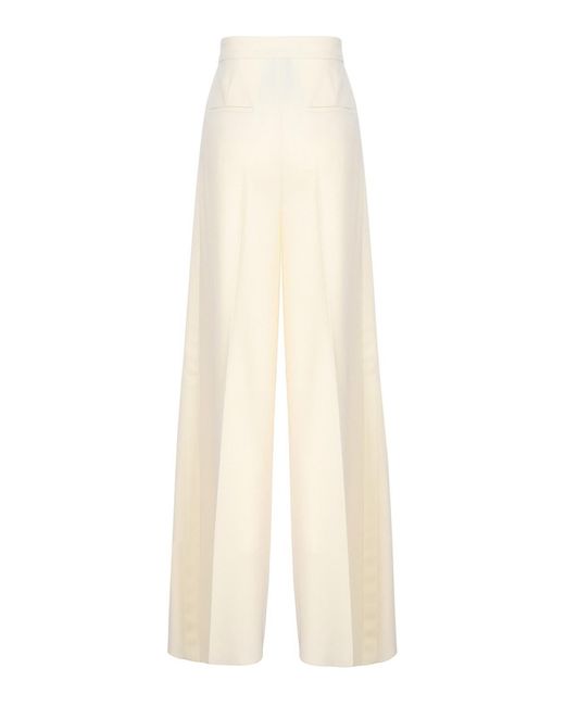 Max Mara White S Trousers In Stretch Wool