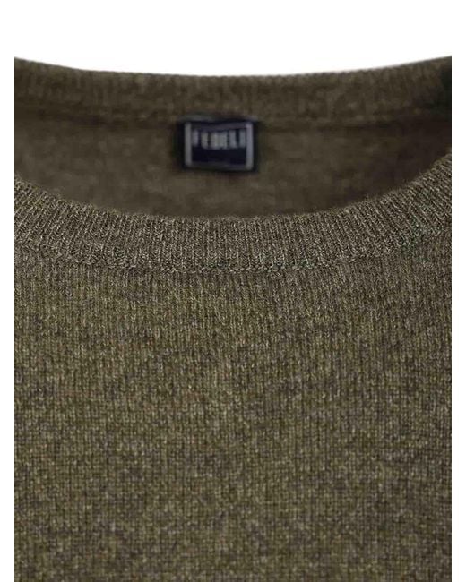Fedeli Green Crew Neck Sweater for men
