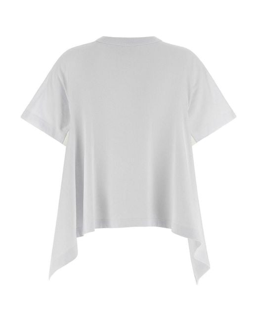 Sacai White Light Weight Denim X Cotton Jersey T-Shirt