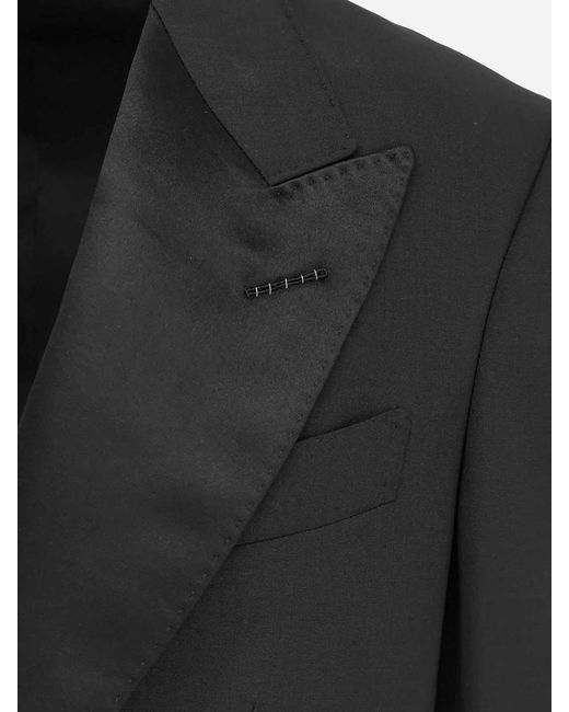 Tom Ford Black Wool Tuxedo With Satin Profiles for men