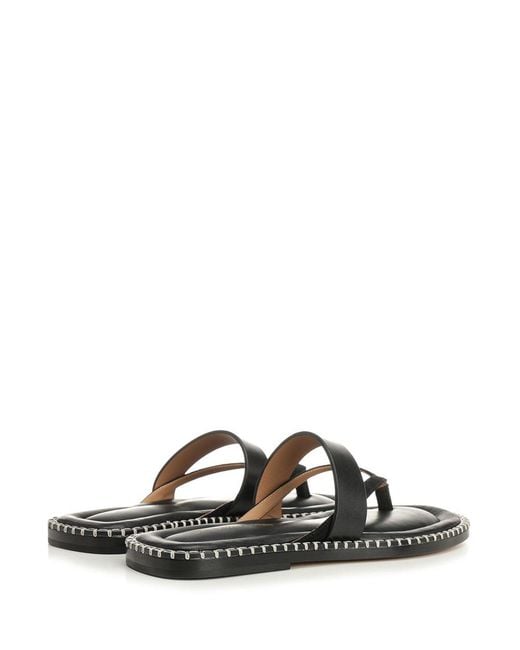 Dries Van Noten Black Leather Flip-Flops for men