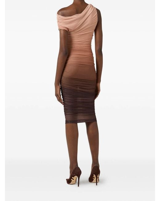 Elisabetta Franchi Brown Fitted Tulle Dress
