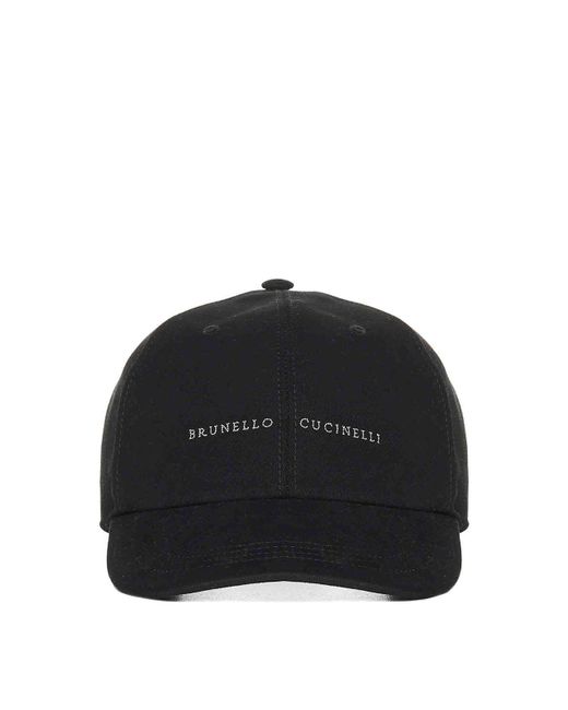 Brunello Cucinelli Black Hat With Logo for men