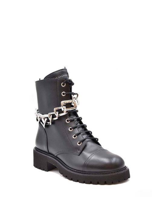Giuseppe Zanotti Black Chain Ankle Boots