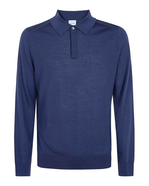 Paul Smith Blue Sweater Ls Polo for men