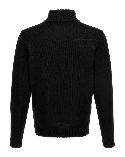 Zanone Black Turtle-Neck Sweater for men