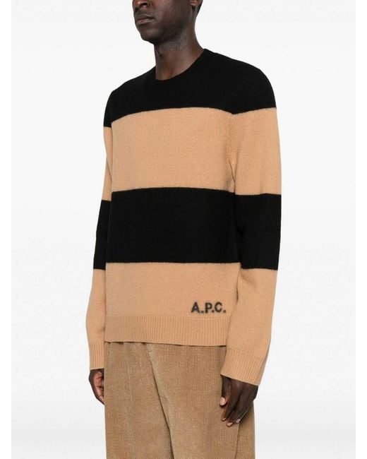 A.P.C. Black Striped Cashmere Sweater for men