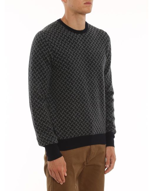 Drumohr Black Biscuit Pattern Cashmere Jumper for men