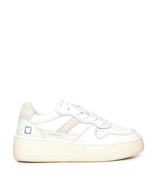 Sneakers Vintage Con Plateau Court di Date in Natural