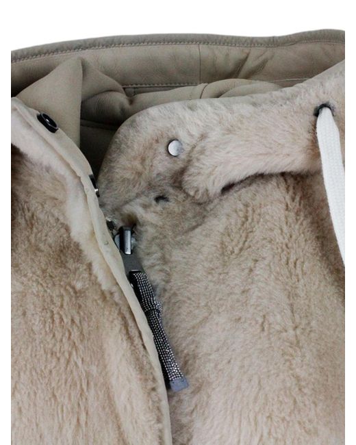 Brunello Cucinelli Natural Shearling Soft Reversible Coat