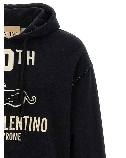 Valentino Garavani Black Printed Hoodie for men
