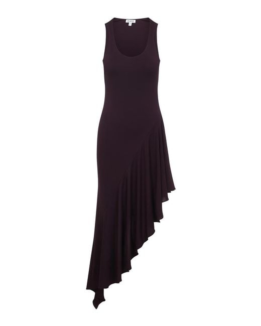 Alaïa Blue Asymmetric Ruffled Midi Dress
