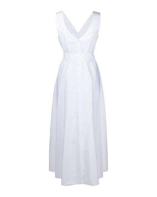 P.A.R.O.S.H. White V-neck Flared Maxi Dress