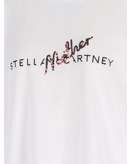 Stella McCartney White T-Shirt Logo With Sequins
