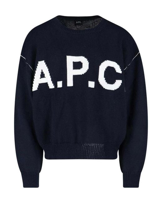 A.P.C. Blue Logo Sweater for men