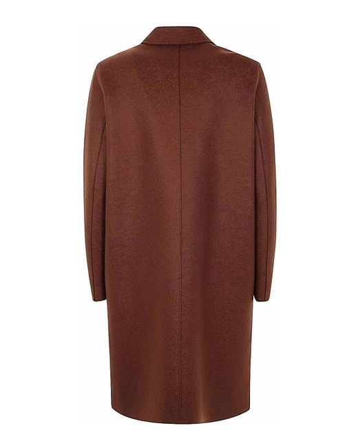 Harris Wharf London Brown Overcoat Pressed Wool