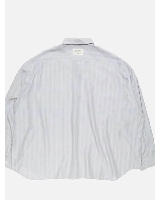 Acne White Striped Button-Up Shirt for men