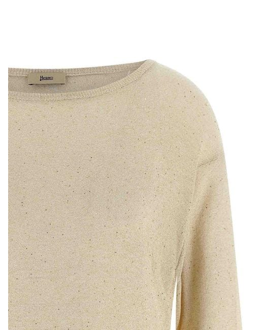 Herno Natural Lam And Sequin Yarn Sweater