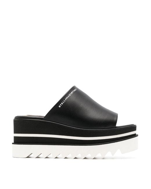 Stella McCartney Black Platform-Sole Sandals With Logo