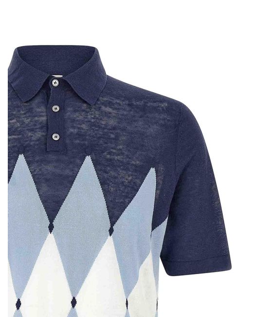 Ballantyne Blue Polo Argyle for men