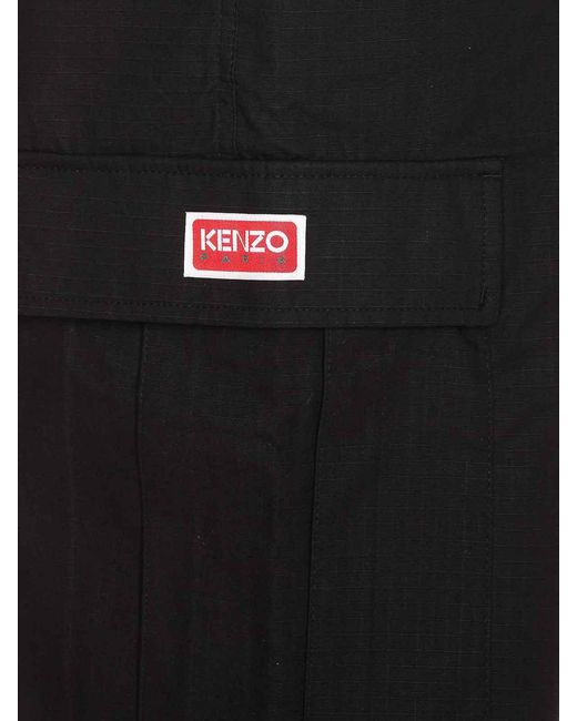 KENZO Black Paris Cargo Workwear Shorts for men