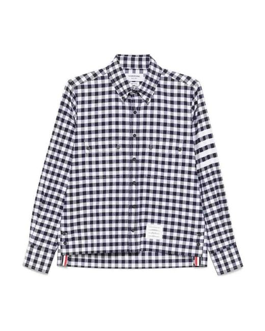 Thom Browne Blue Utility Shirt With Patch Pocket for men