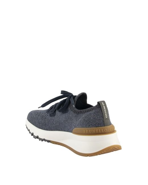 Brunello Cucinelli Blue Mesh Running Lace-Up Sneakers for men