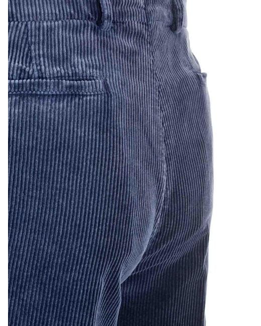 Brunello Cucinelli Blue Corduroy Trousers for men