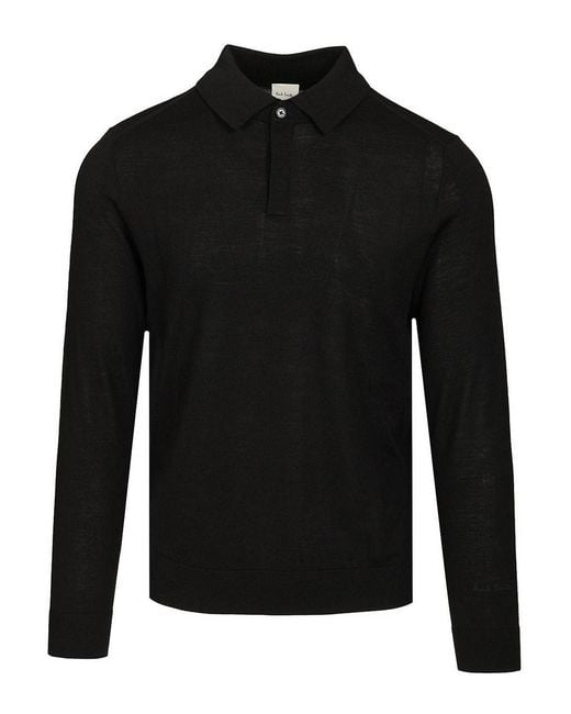 Paul Smith Black Long-Sleeved Polo Shirt for men