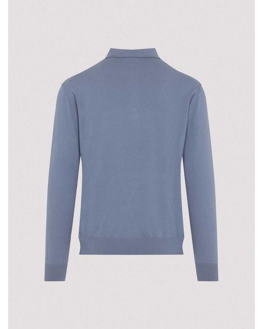 Etro Blue Knitted Polo for men
