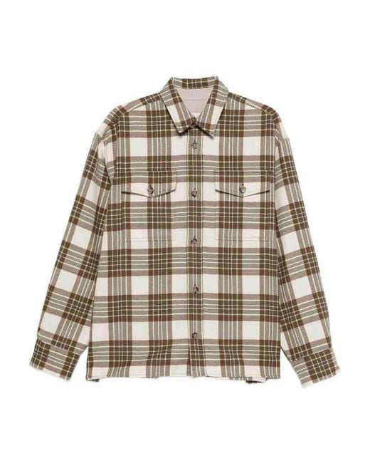 AMI Natural Wool Checked Overshirt for men
