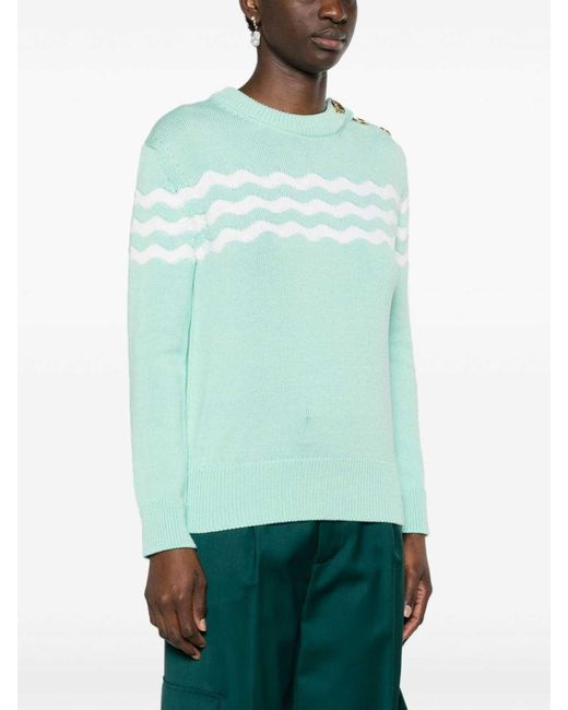 Patou Green Wave Pattern Sweater