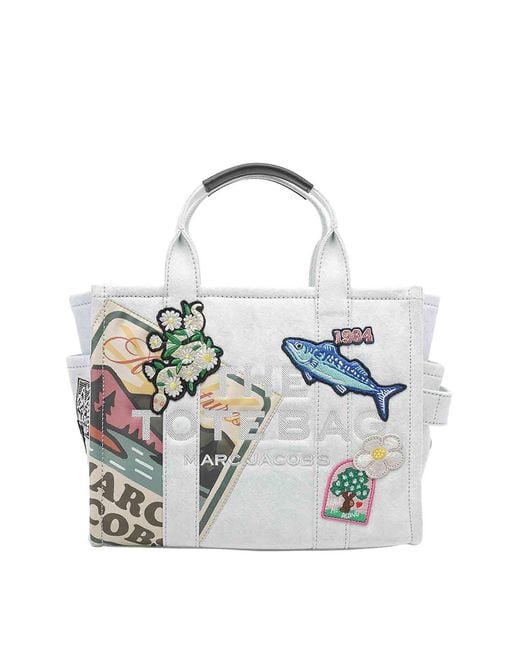 Marc Jacobs White The Camp Patchwork Denim Tote Bag
