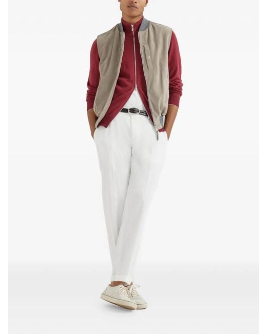 Brunello Cucinelli White Dyed Trousers for men