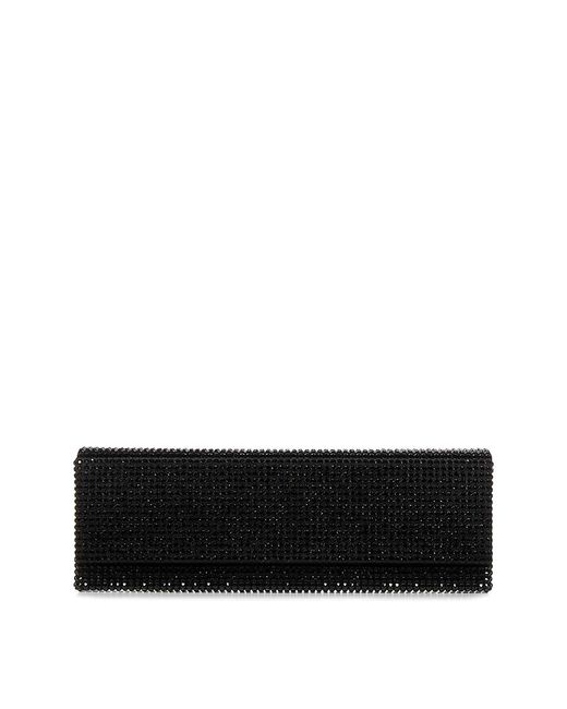 AMINA MUADDI Black Silk Satin Clutch
