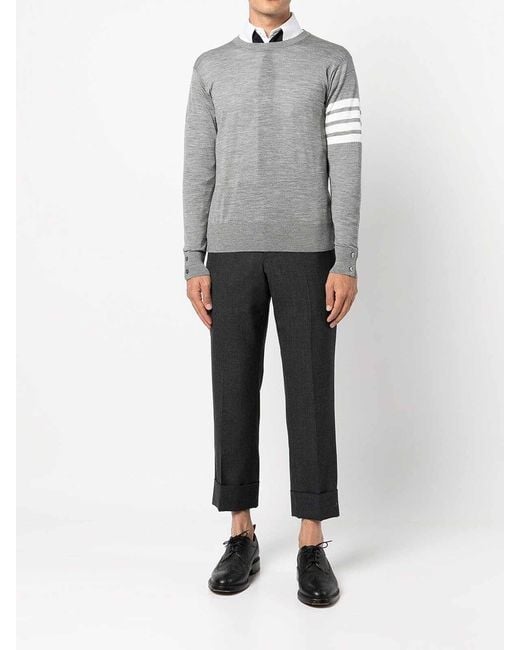 Thom Browne Gray 4Bar Wool Sweater for men