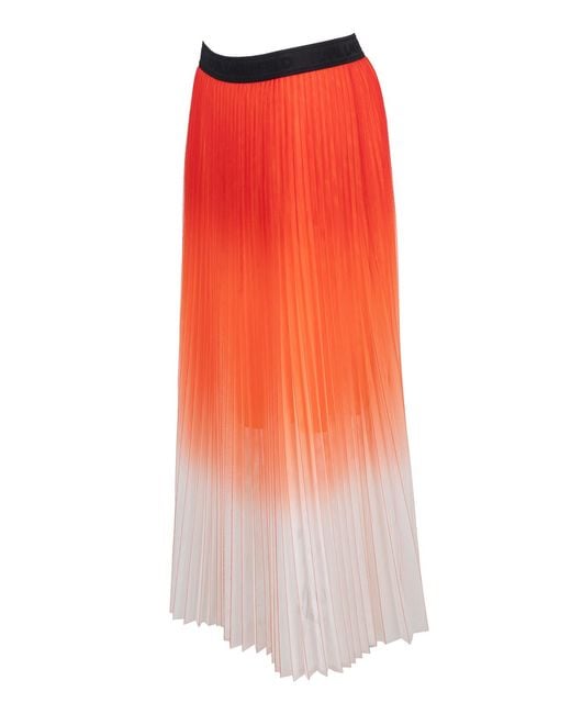 Karl Lagerfeld Orange Pleated Mesh Ombre Skirt