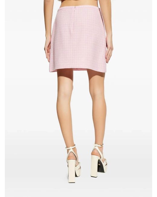 Versace Pink Check-Pattern Mini Skirt