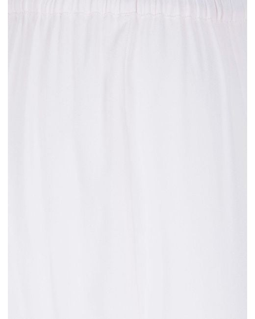 Rossopuro White Long Silk Trousers