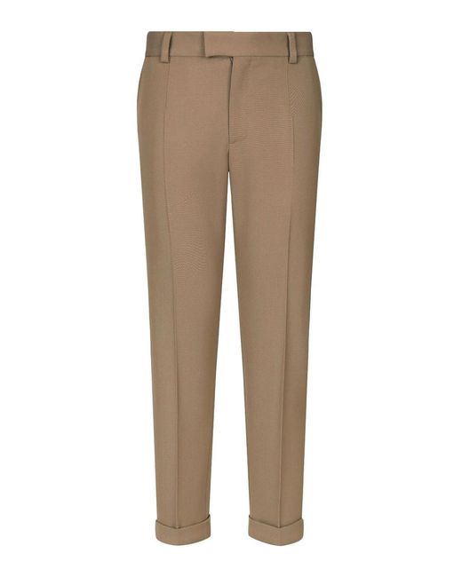 Dolce & Gabbana Natural Tapered Trousers With Pleats for men