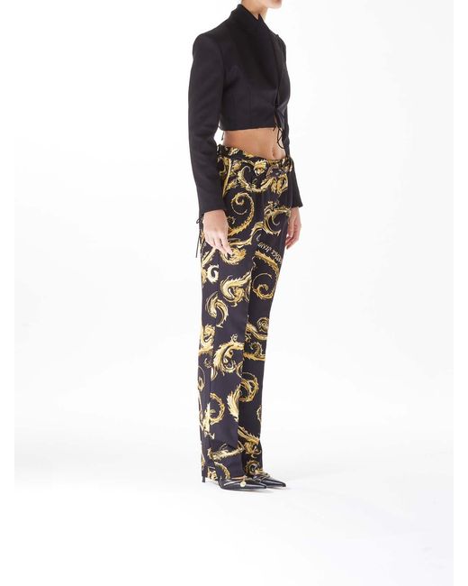Versace Jeans Couture Black Cady Baroque Trousers