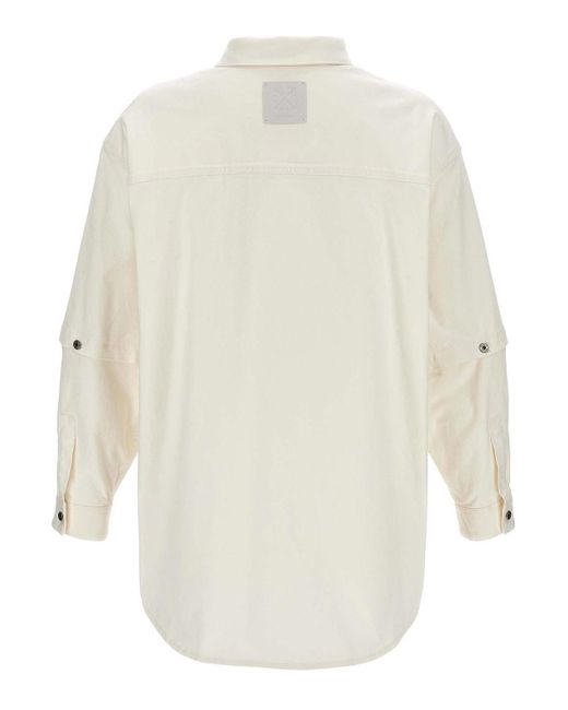 Off-White c/o Virgil Abloh White Denim Overshirt With Button Sleeve Detail for men