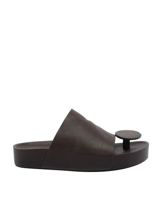 Uma Wang Brown Round Slide Sandals